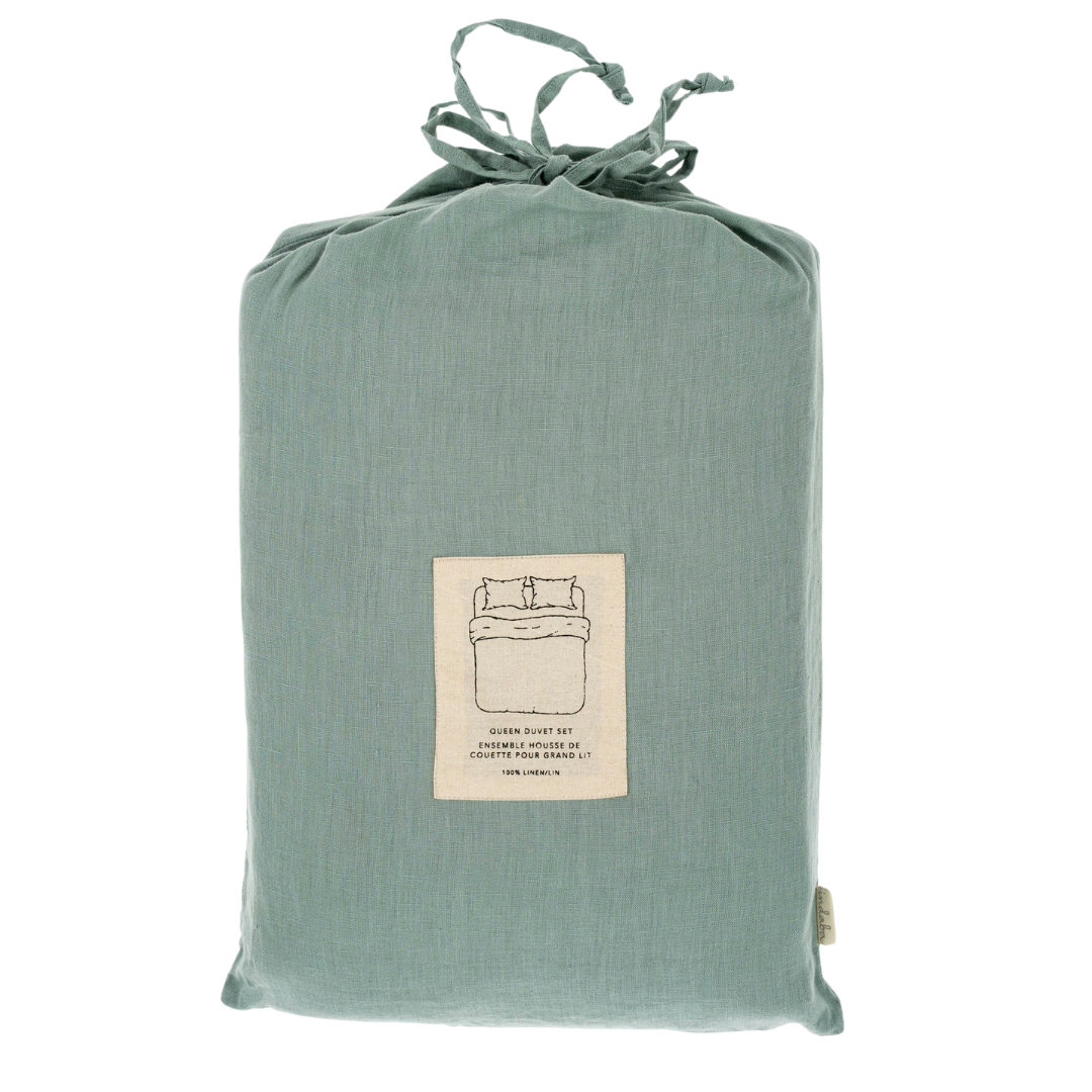 Reverie Linen Queen Duvet Set Mist