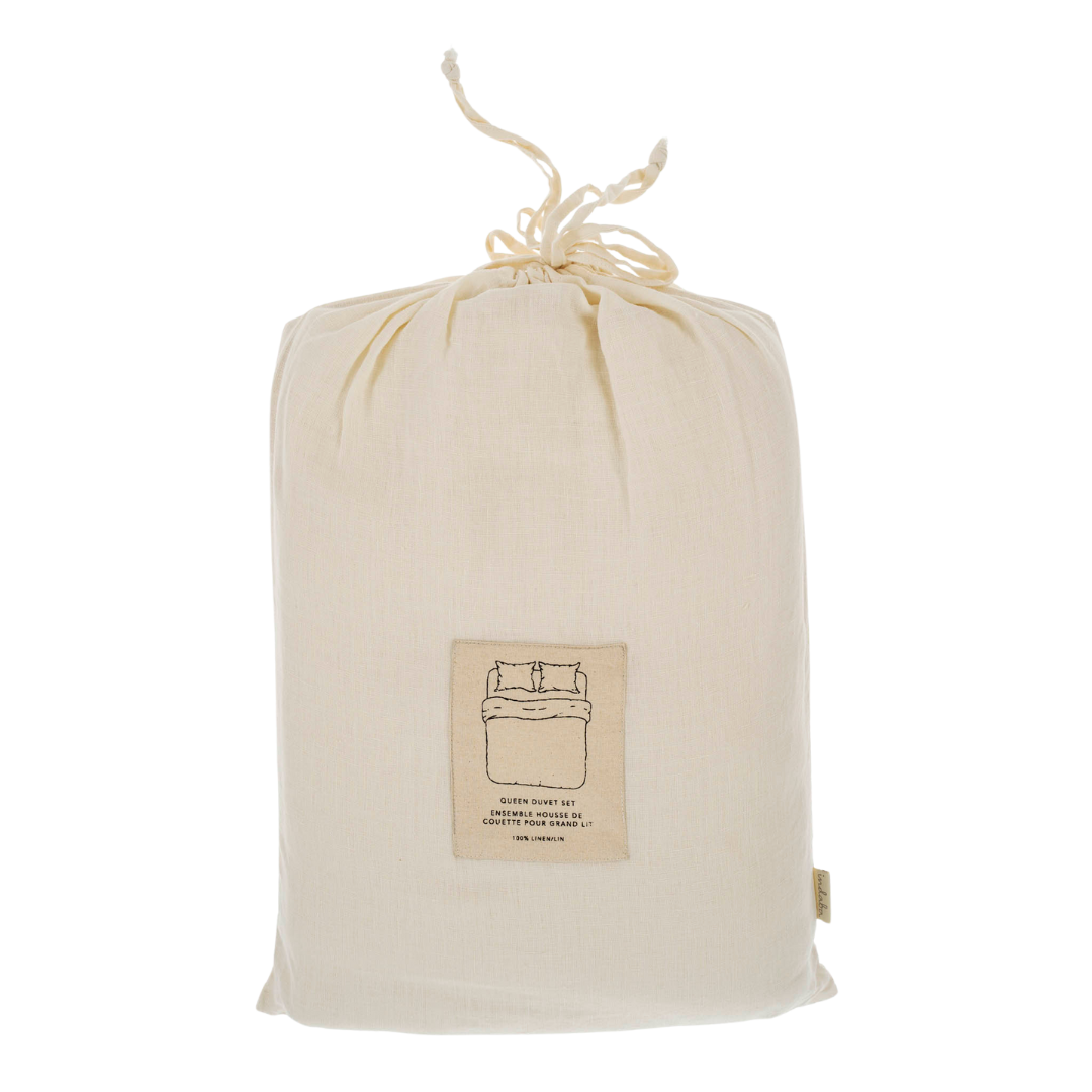 Reverie Linen Queen Duvet Set Ivory