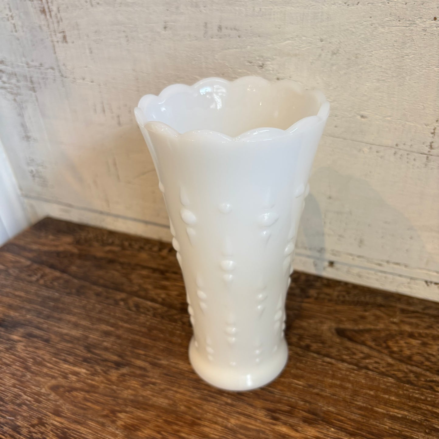 Vintage Milk Glass Dotted Vase