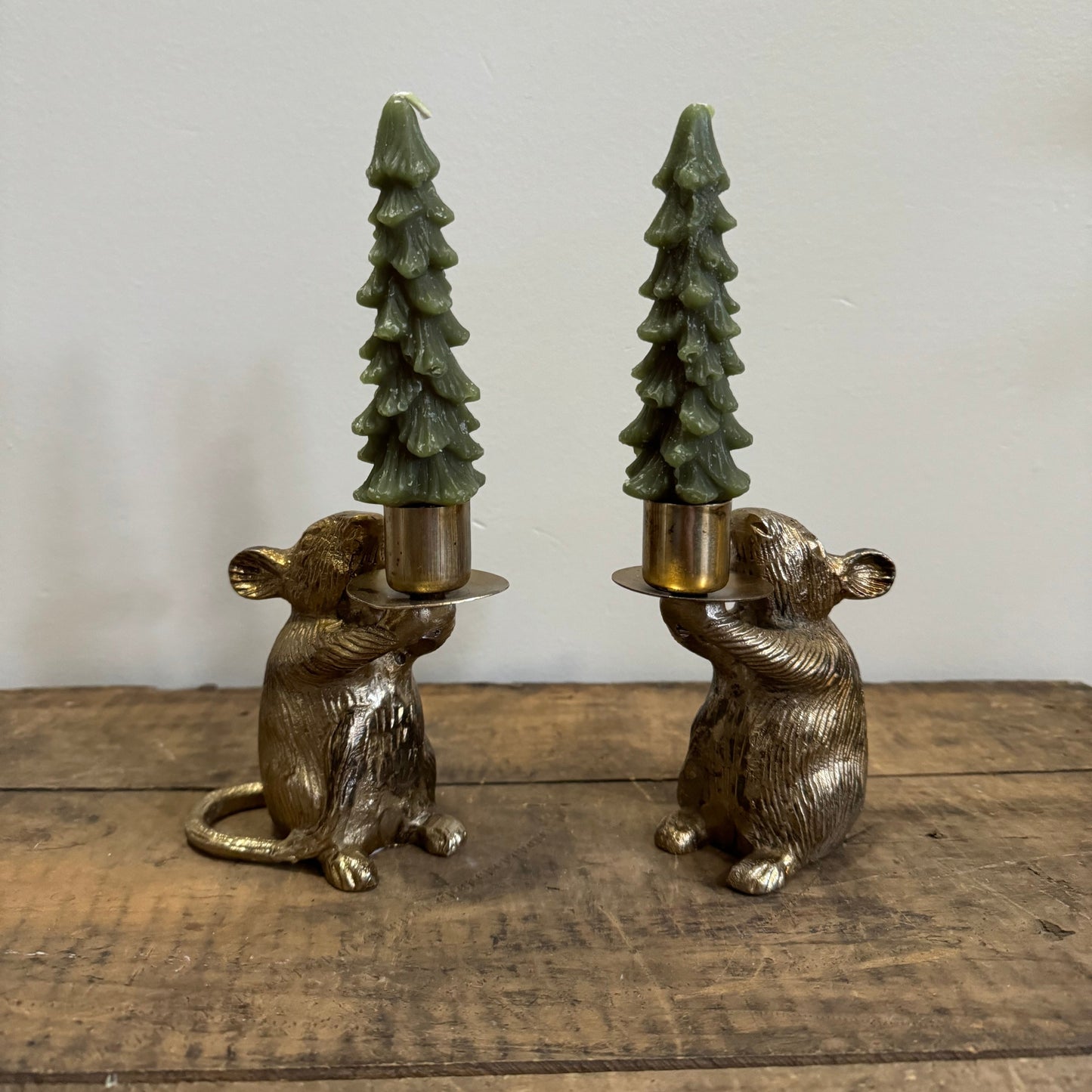 Mouse Taper Holder, Antique Gold Finish
