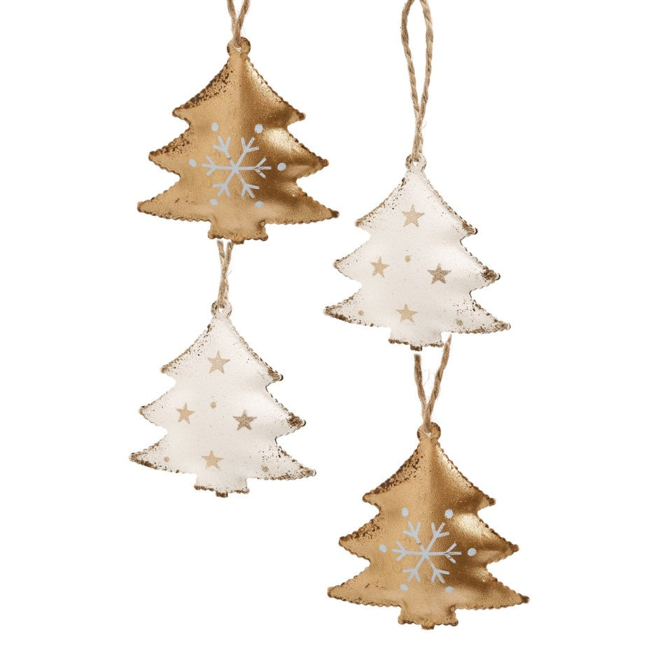 Mini Tree Ornament- White/Gold