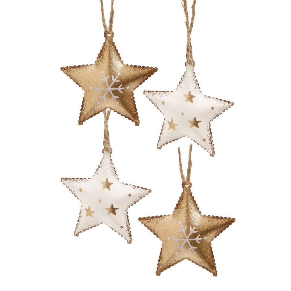 Mini Star Ornament- White/Gold