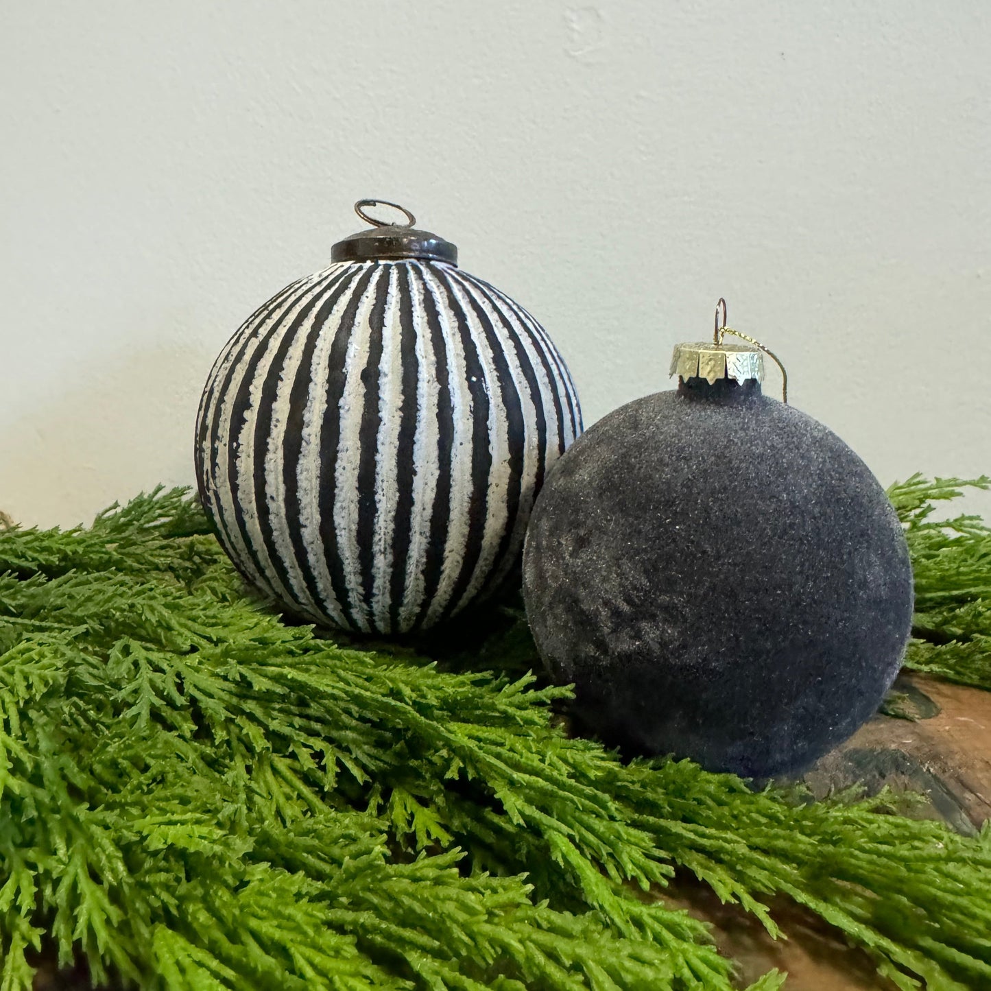 Patinaed Ball Ornament: Stripes