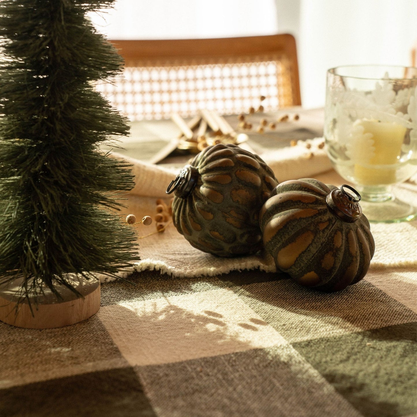 Patinaed Ornament: Golden Green