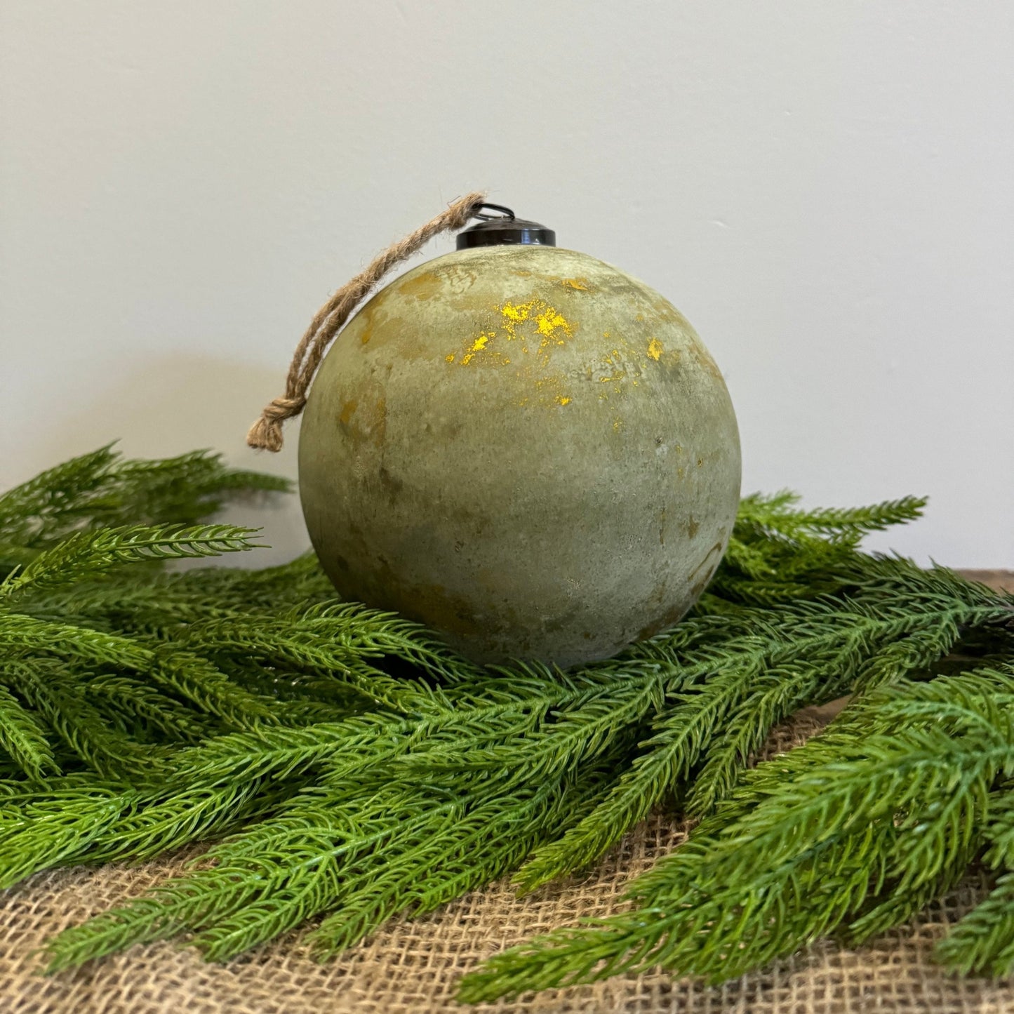 Recycled Glass Ball Ornament - Olive