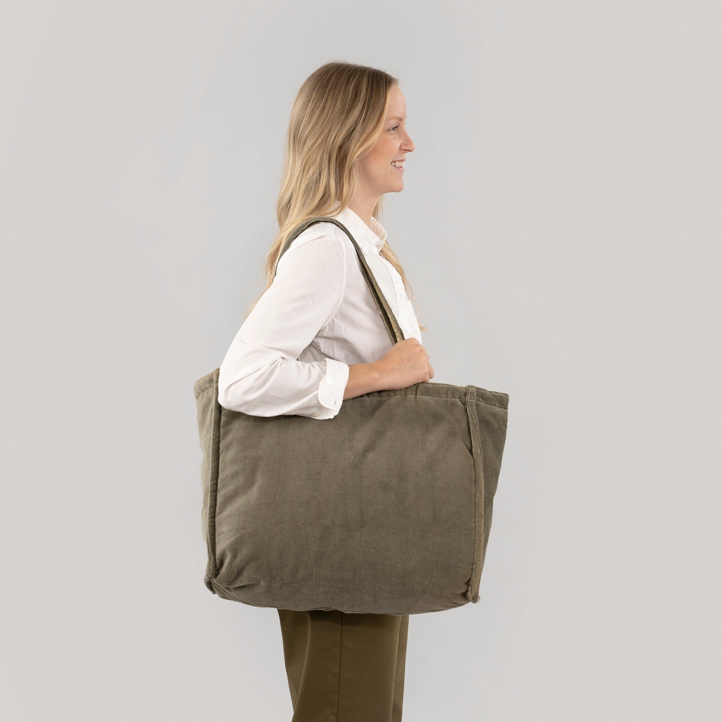 Block Print Velvet Reversible Tote, Cypress