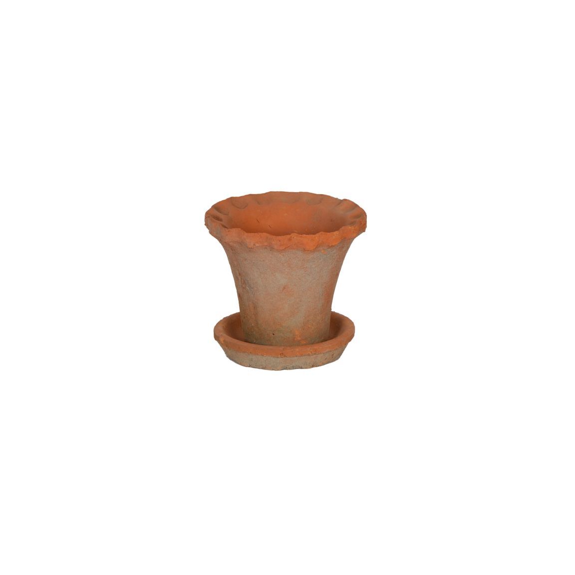 Frilly Edge Terracotta Pot w/ Saucer
