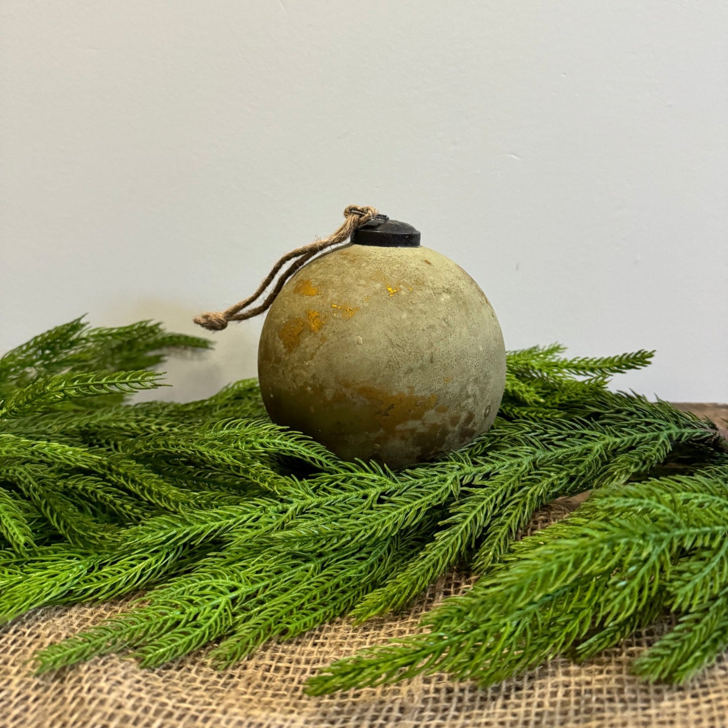 Recycled Glass Ball Ornament - Olive