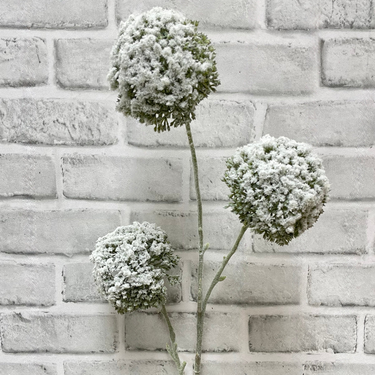 Faux Green Snowy Pom Pom Spray