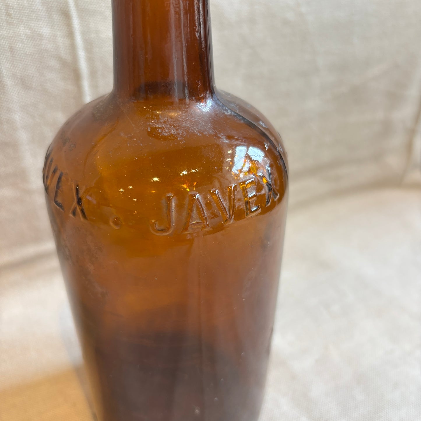 Vintage Brown Glass Javex Bottle - SM