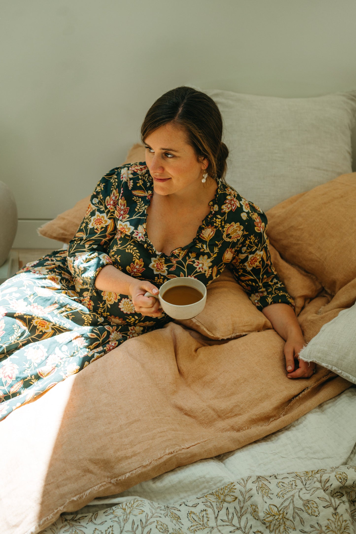 Lina Linen King Duvet Set Terracotta