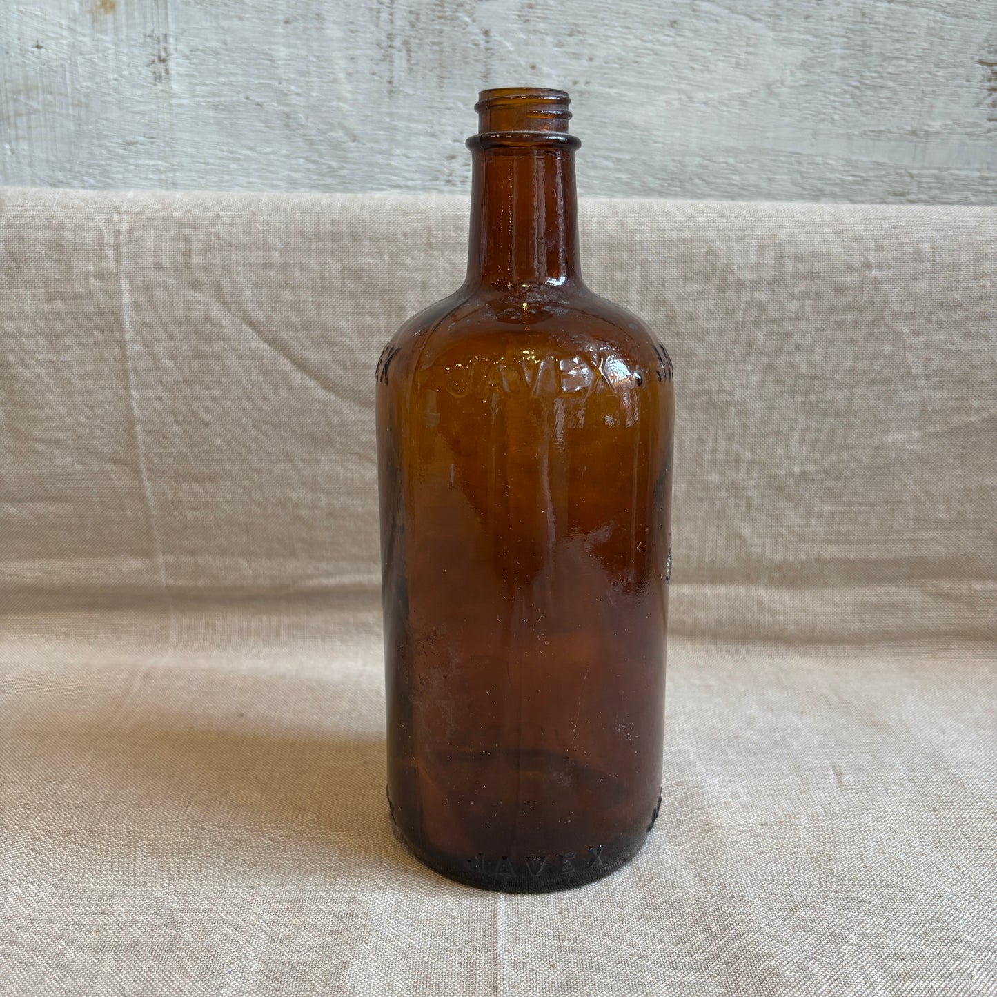 Vintage Brown Glass Javex Bottle - SM