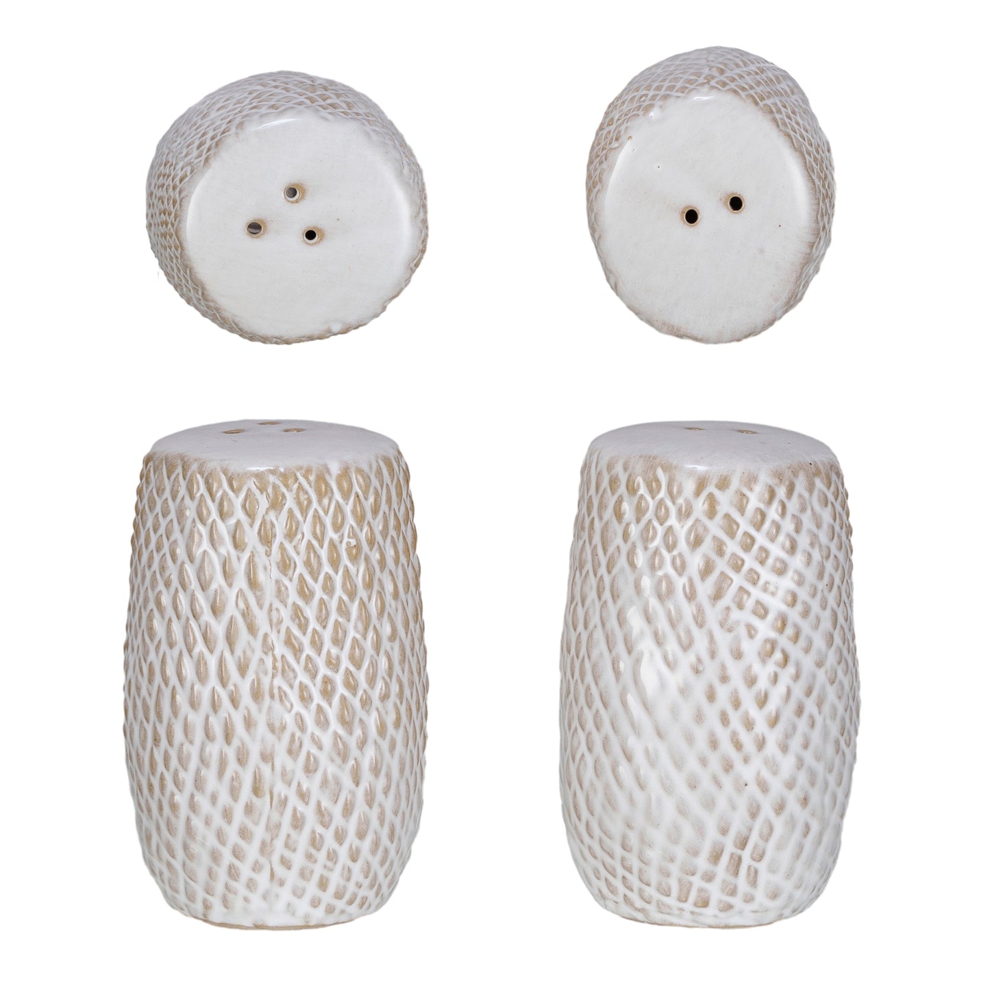 Debossed Stoneware Salt & Pepper Shaker Set
