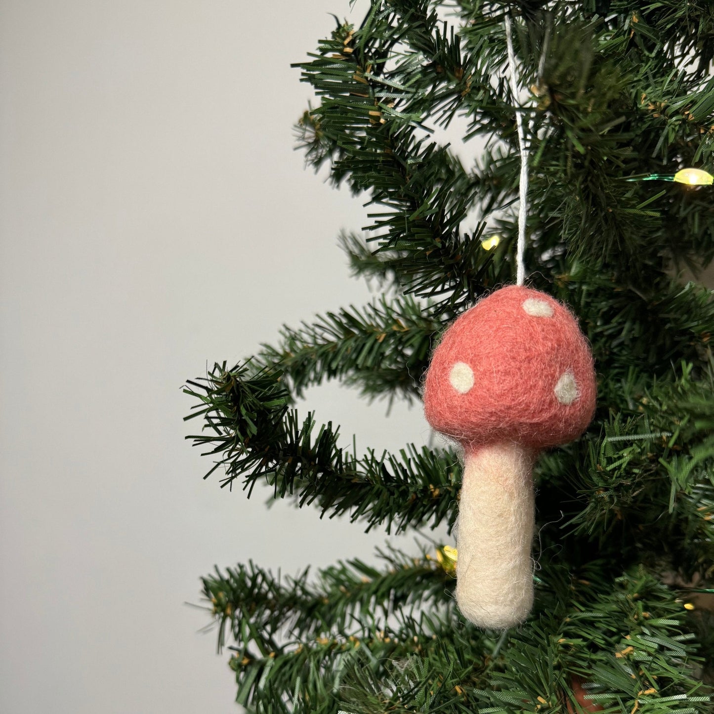 Felted Mushroom Ornament: Polka Dot