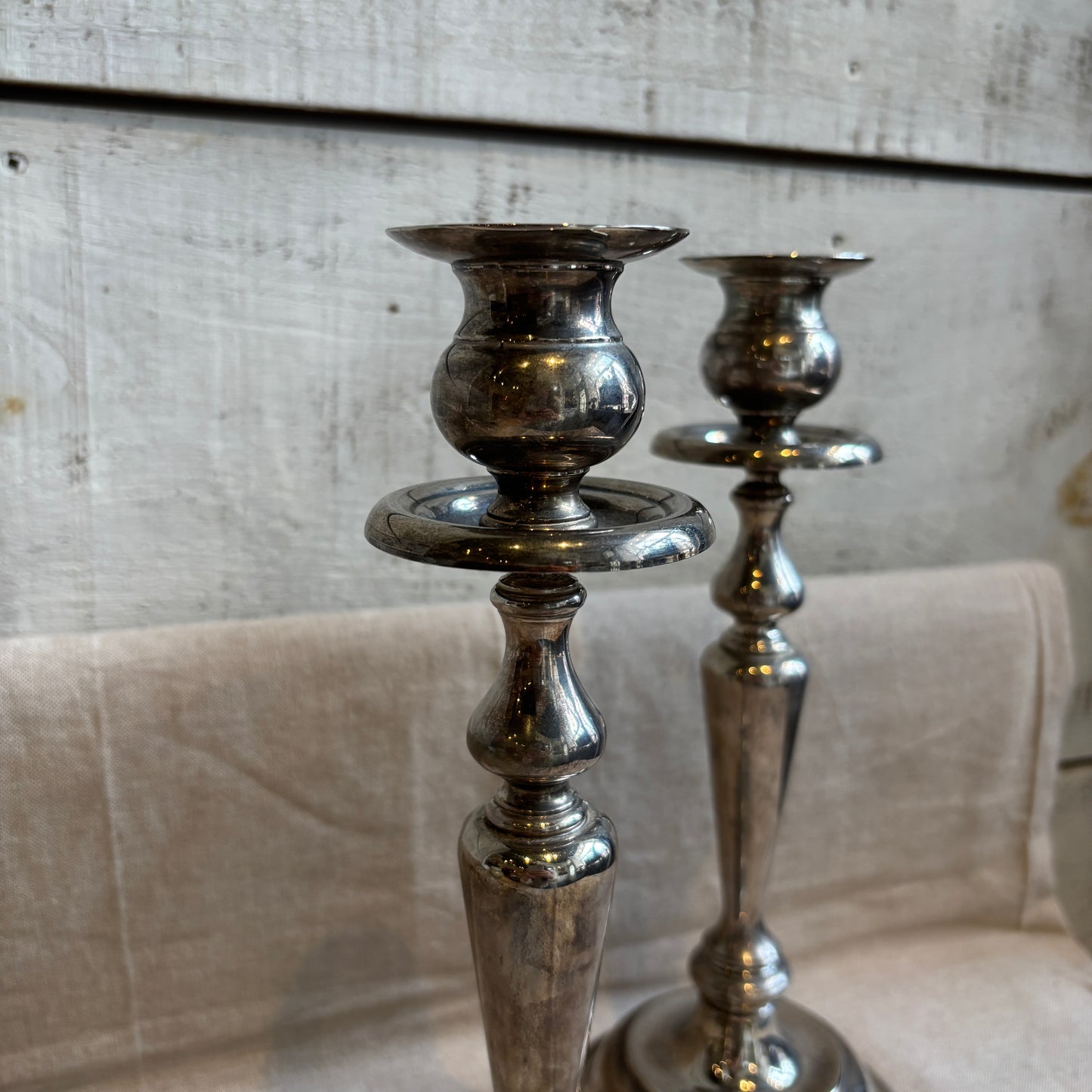 Vintage Silver Candlestick Holders LG - Set of 2