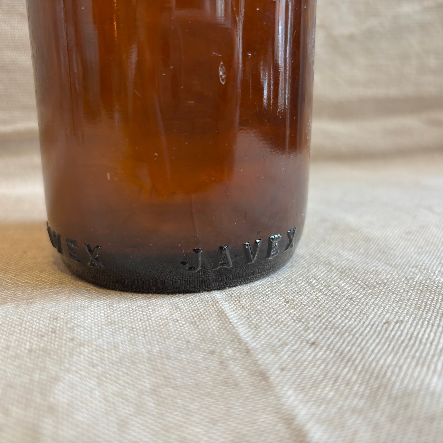 Vintage Brown Glass Javex Bottle - SM