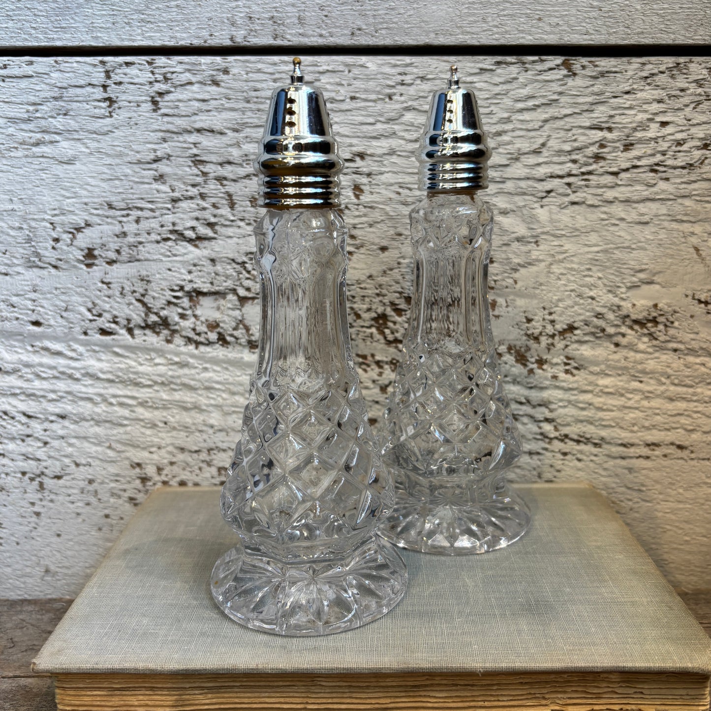 Vintage Cut Glass Salt & Pepper Shaker Set