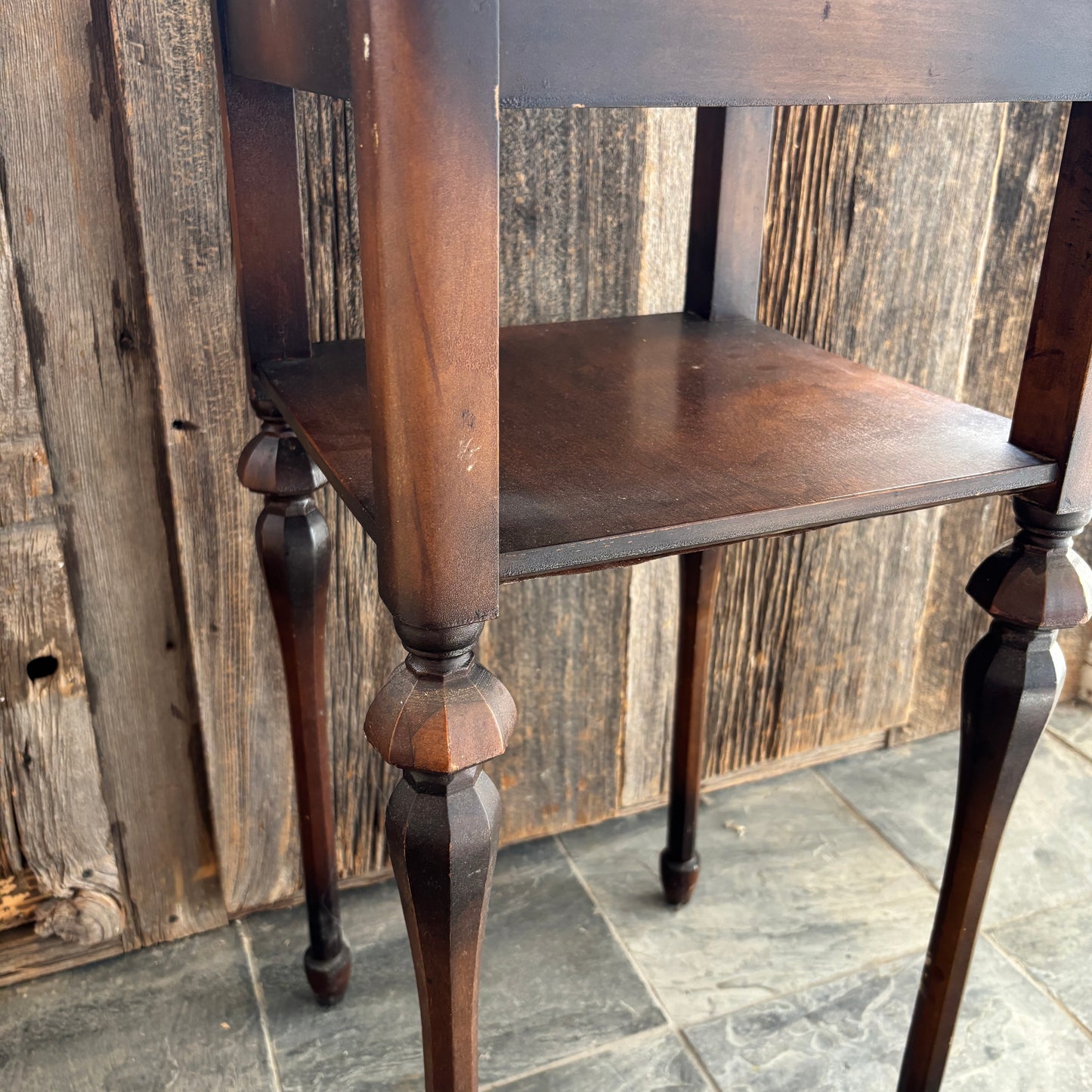Antique Wood Lamp Table - Dark