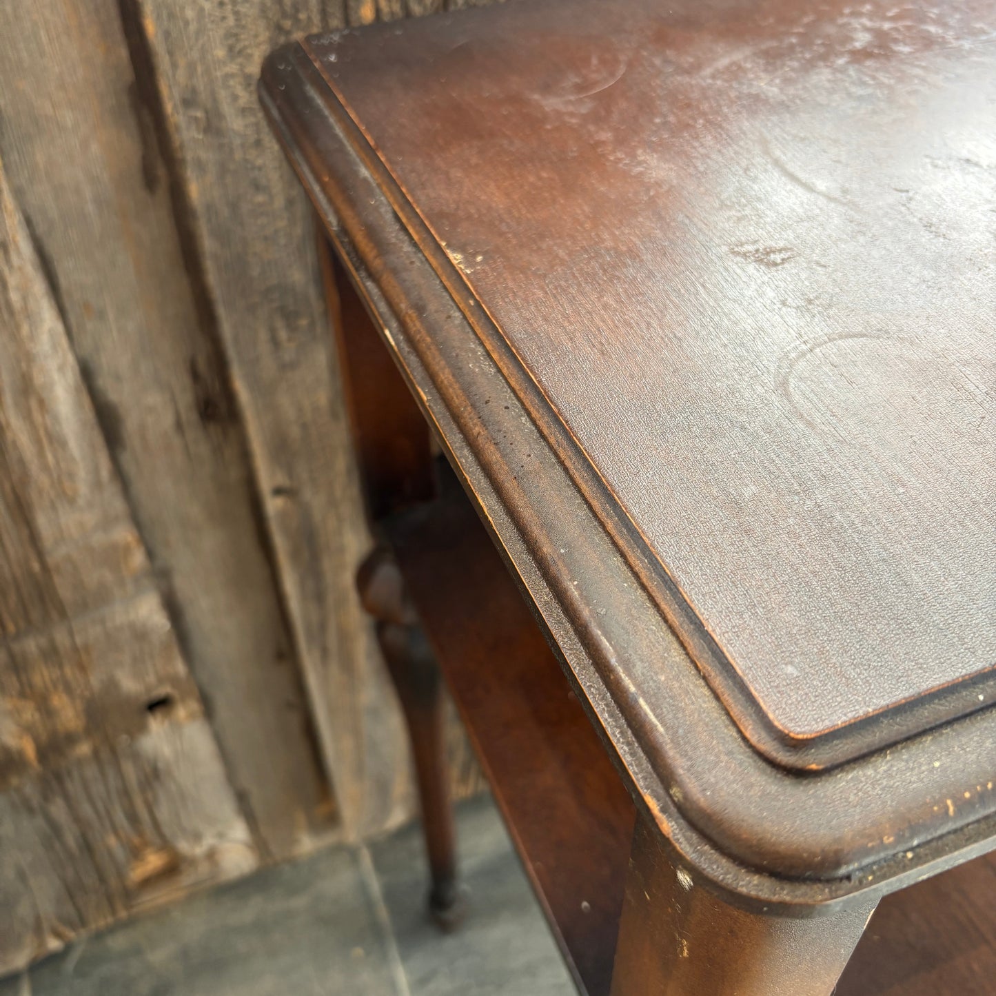 Antique Wood Lamp Table - Dark