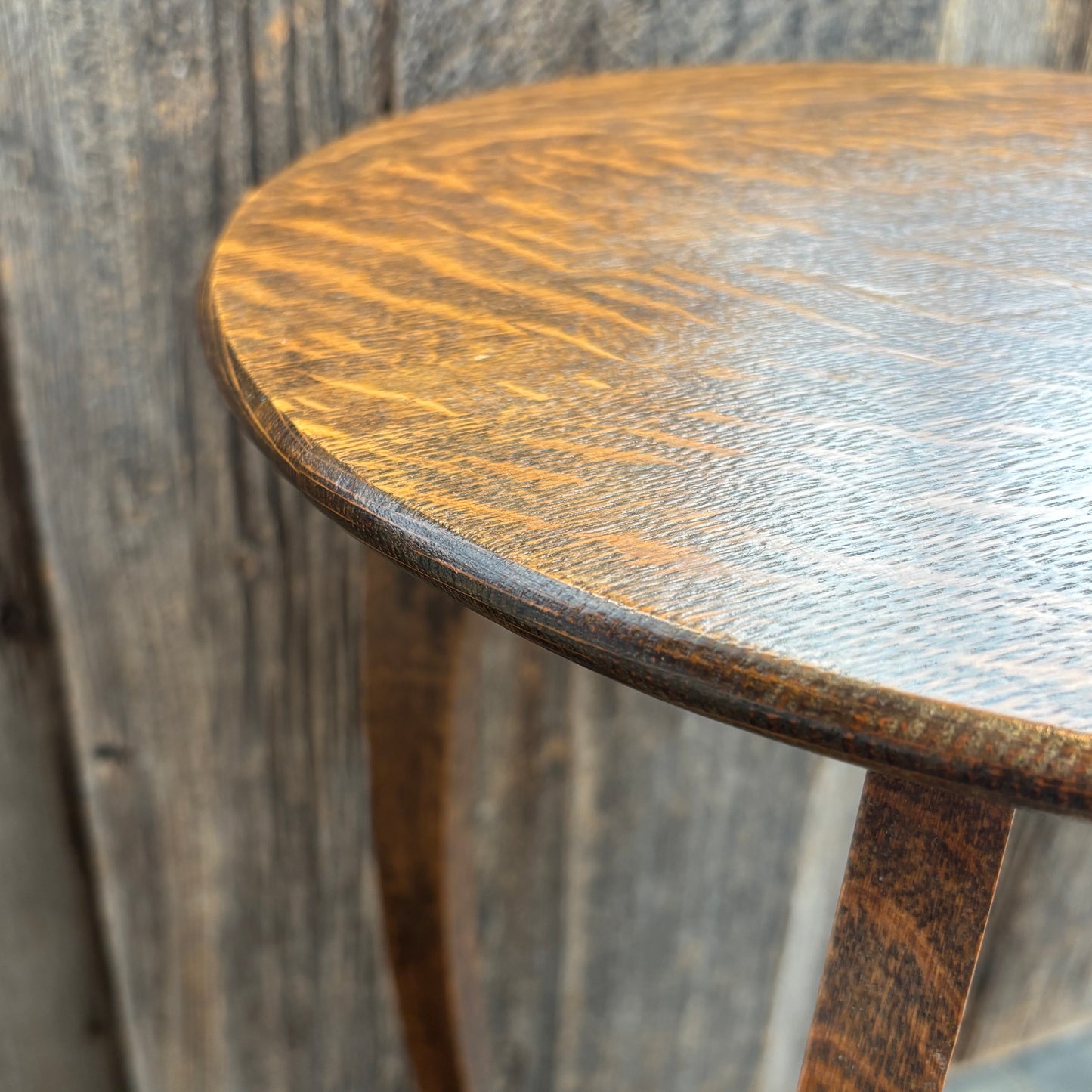 Antique Oak Plant Table - Round