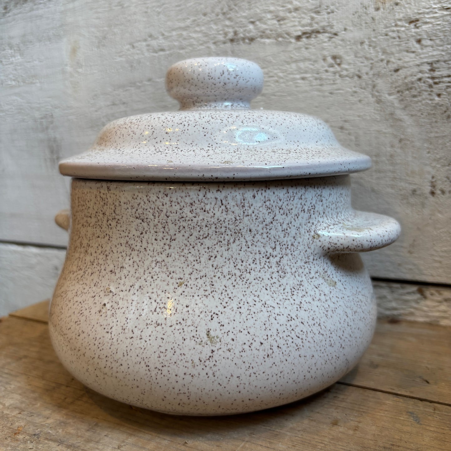 Vintage BMP White Speckled Bean Pot - SM