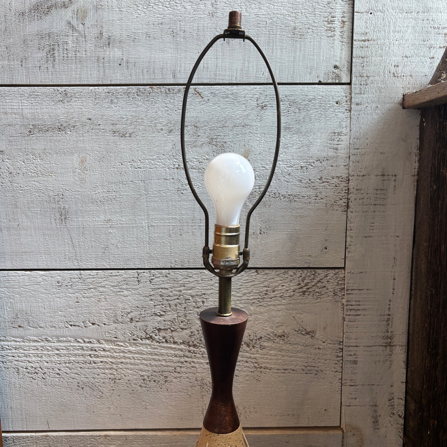 Vintage MCM Teak & Ceramic Table Lamp