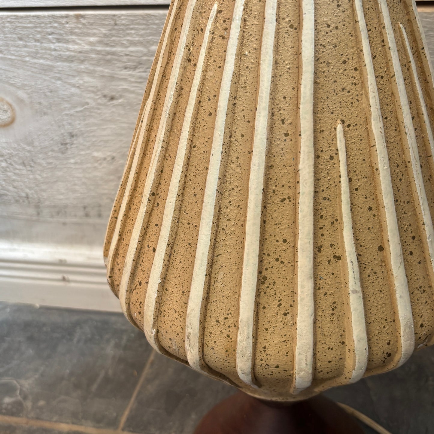 Vintage MCM Teak & Ceramic Table Lamp