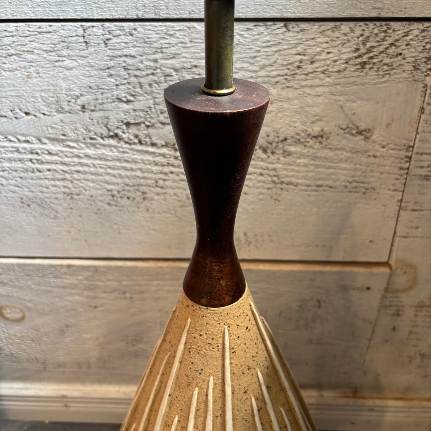 Vintage MCM Teak & Ceramic Table Lamp