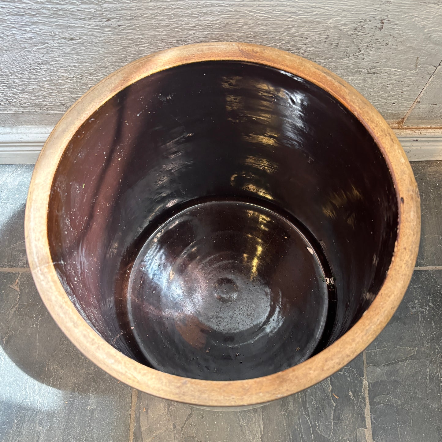 Vintage #5 Open Mouth Crock - Brown/Beige