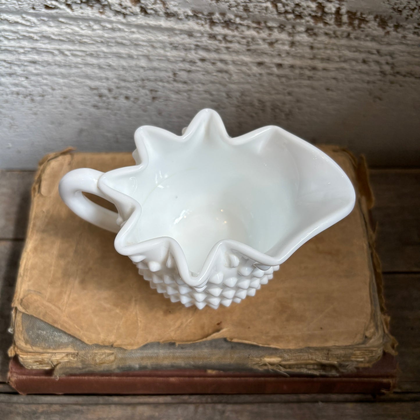 Vintage Milk Glass Hobnail Creamer