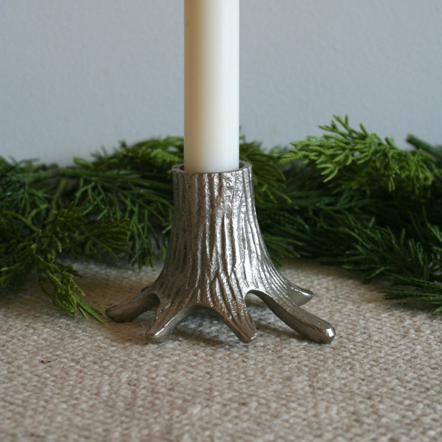 Cast Metal Stump Candle Holder