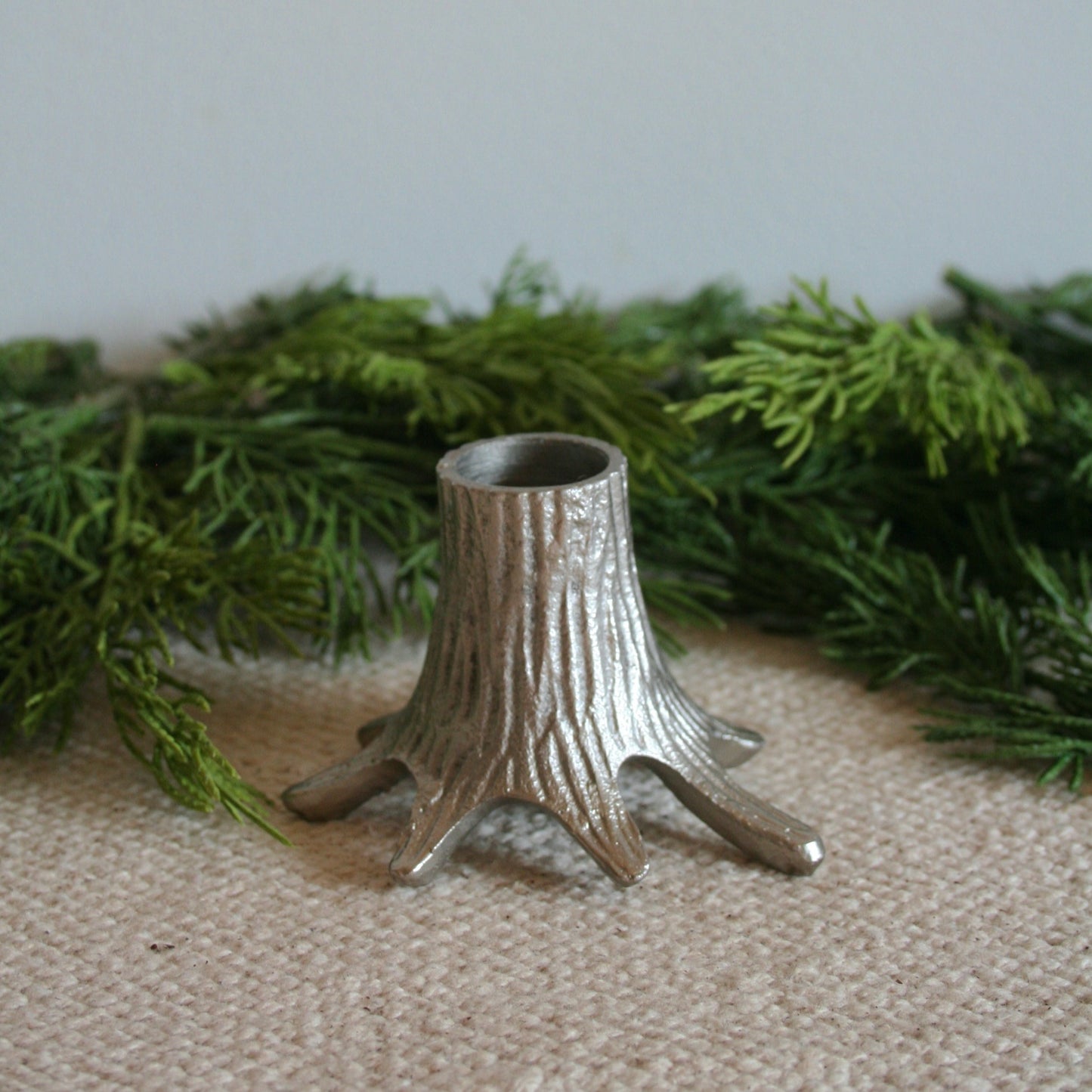 Cast Metal Stump Candle Holder