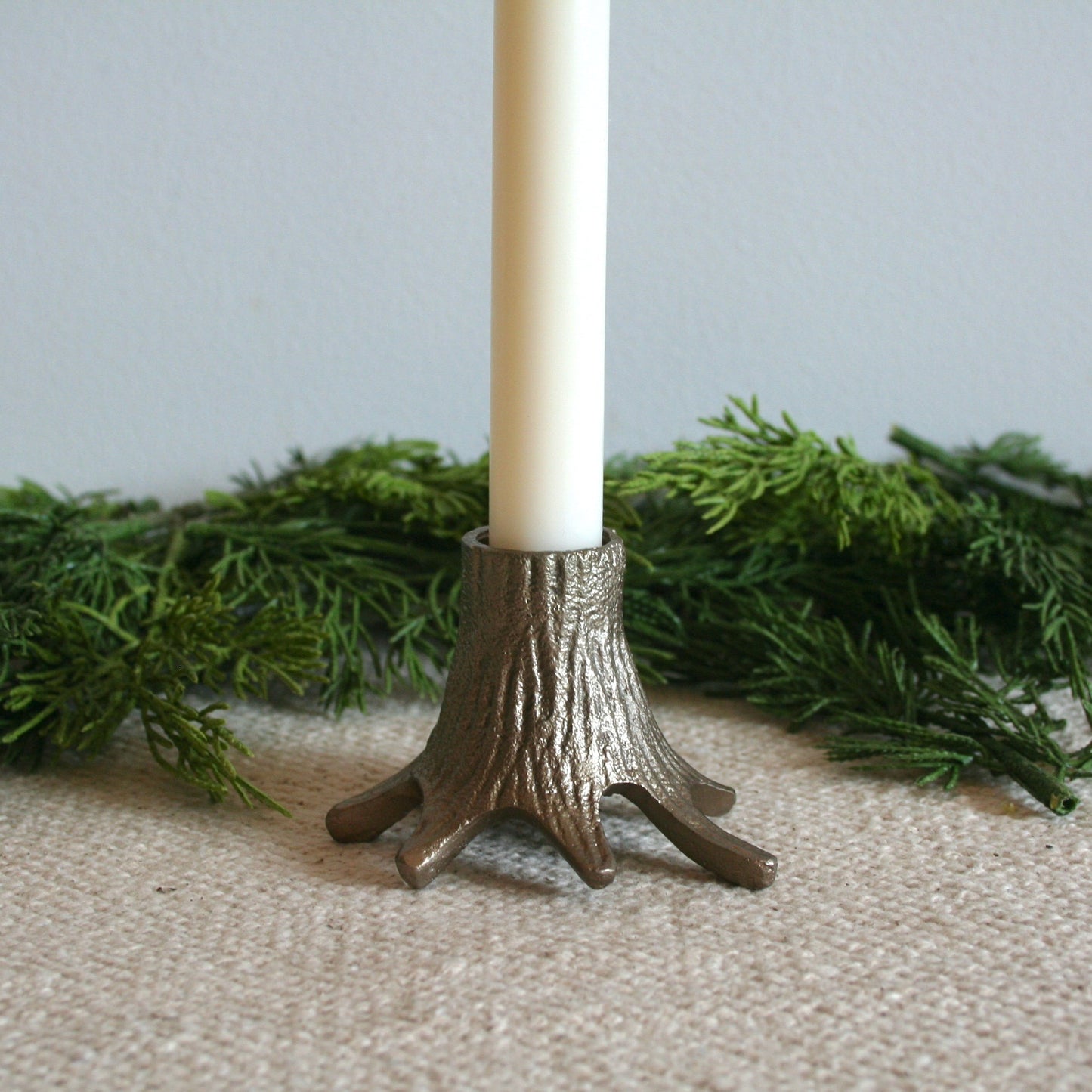 Cast Metal Stump Candle Holder