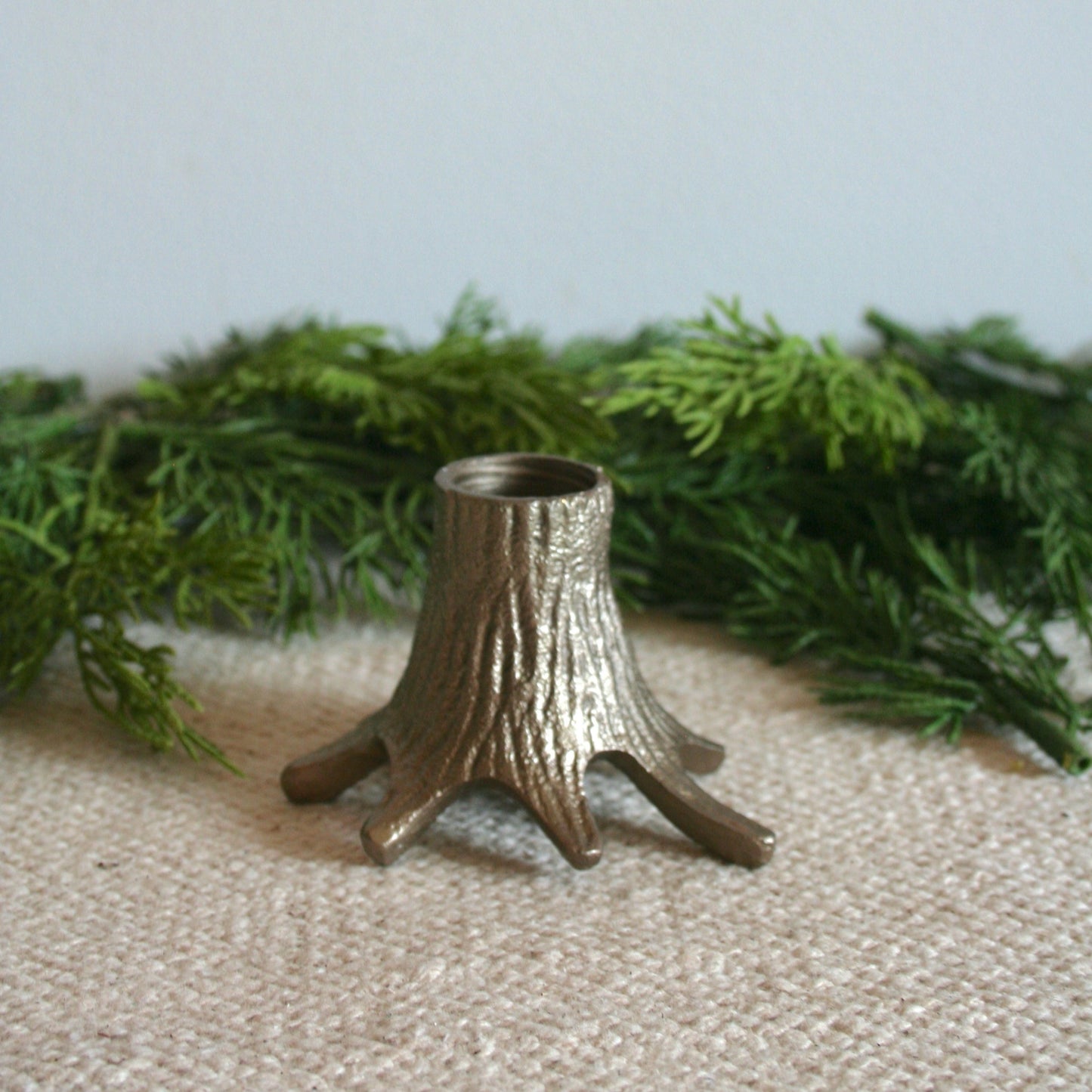 Cast Metal Stump Candle Holder