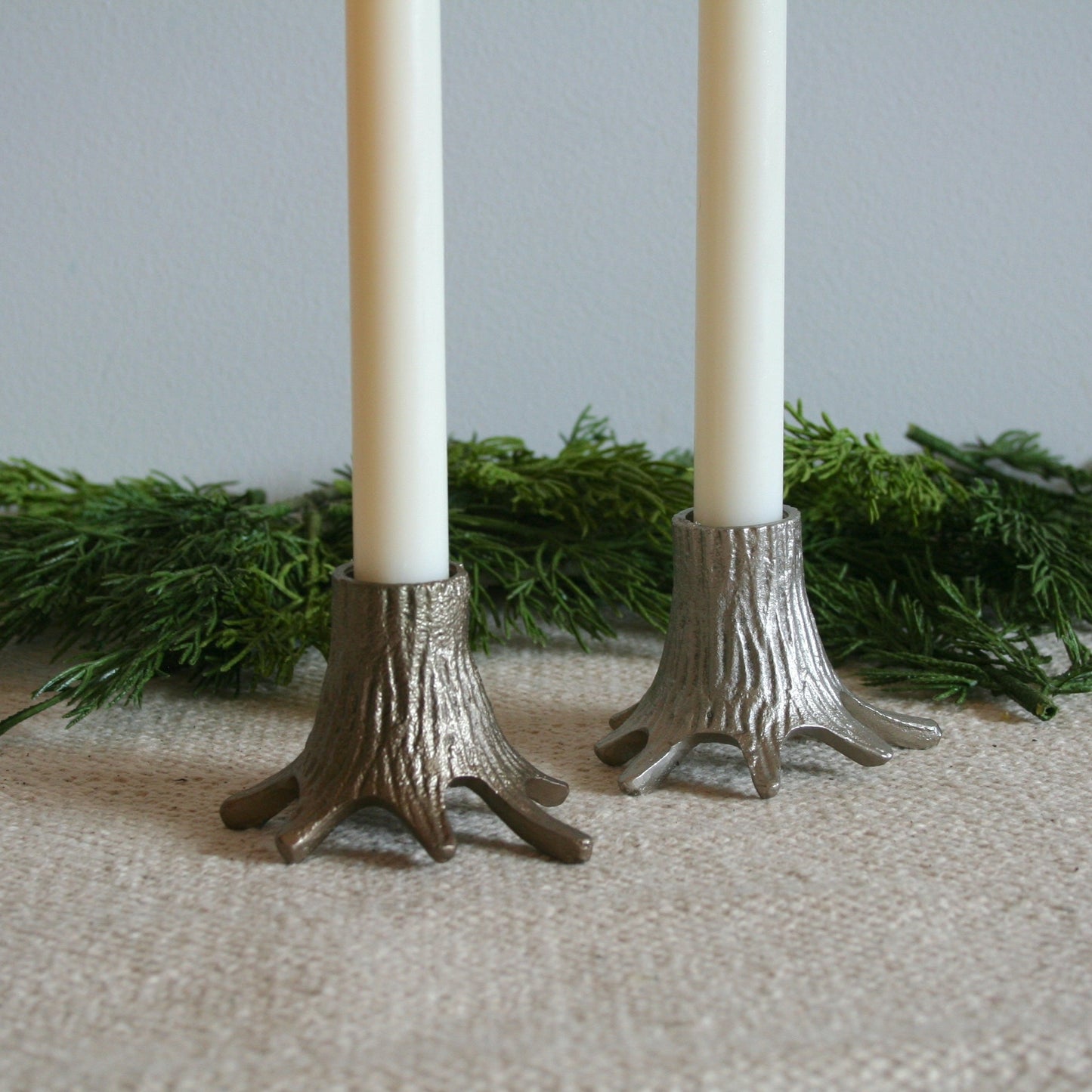 Cast Metal Stump Candle Holder