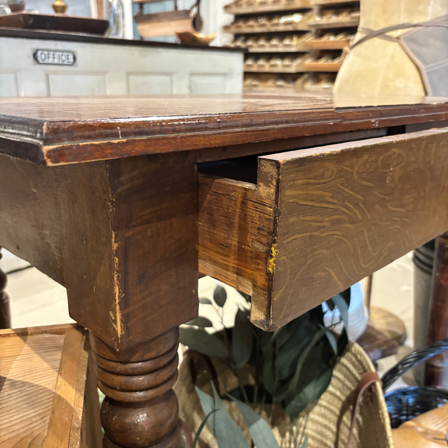 Vintage Wooden Table w/Two Drawers