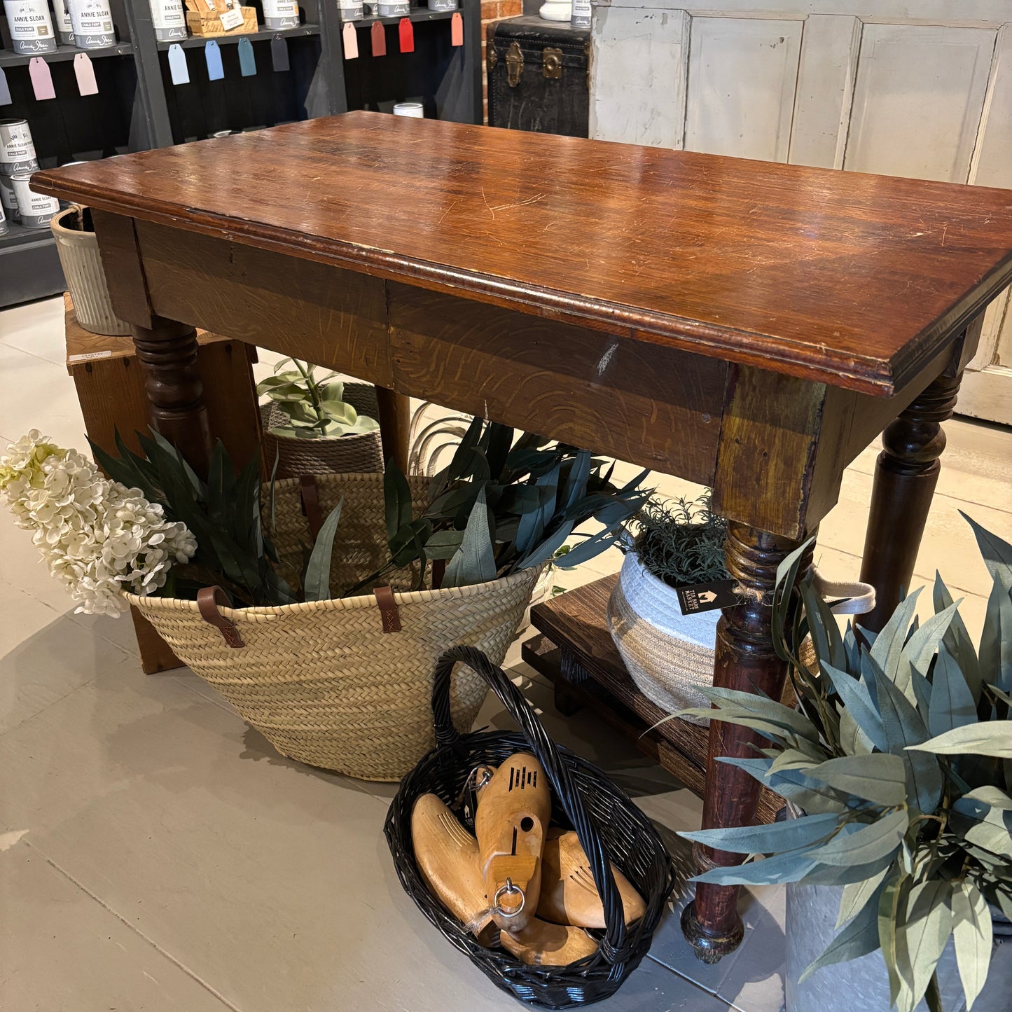 Vintage Wooden Table w/Two Drawers