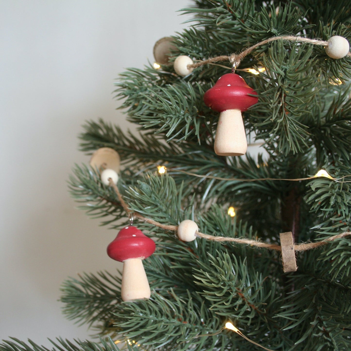 Wood Mushroom Garland - 40"L