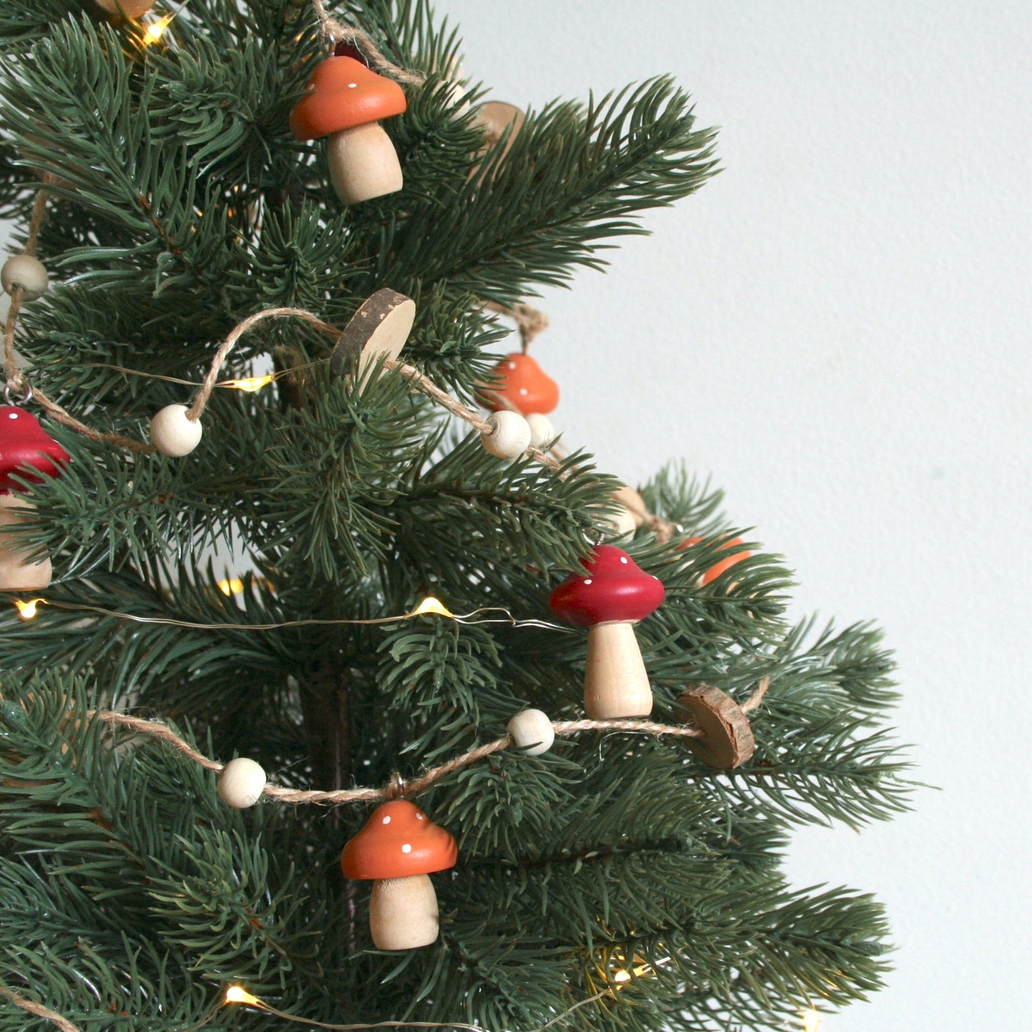 Wood Mushroom Garland - 40"L