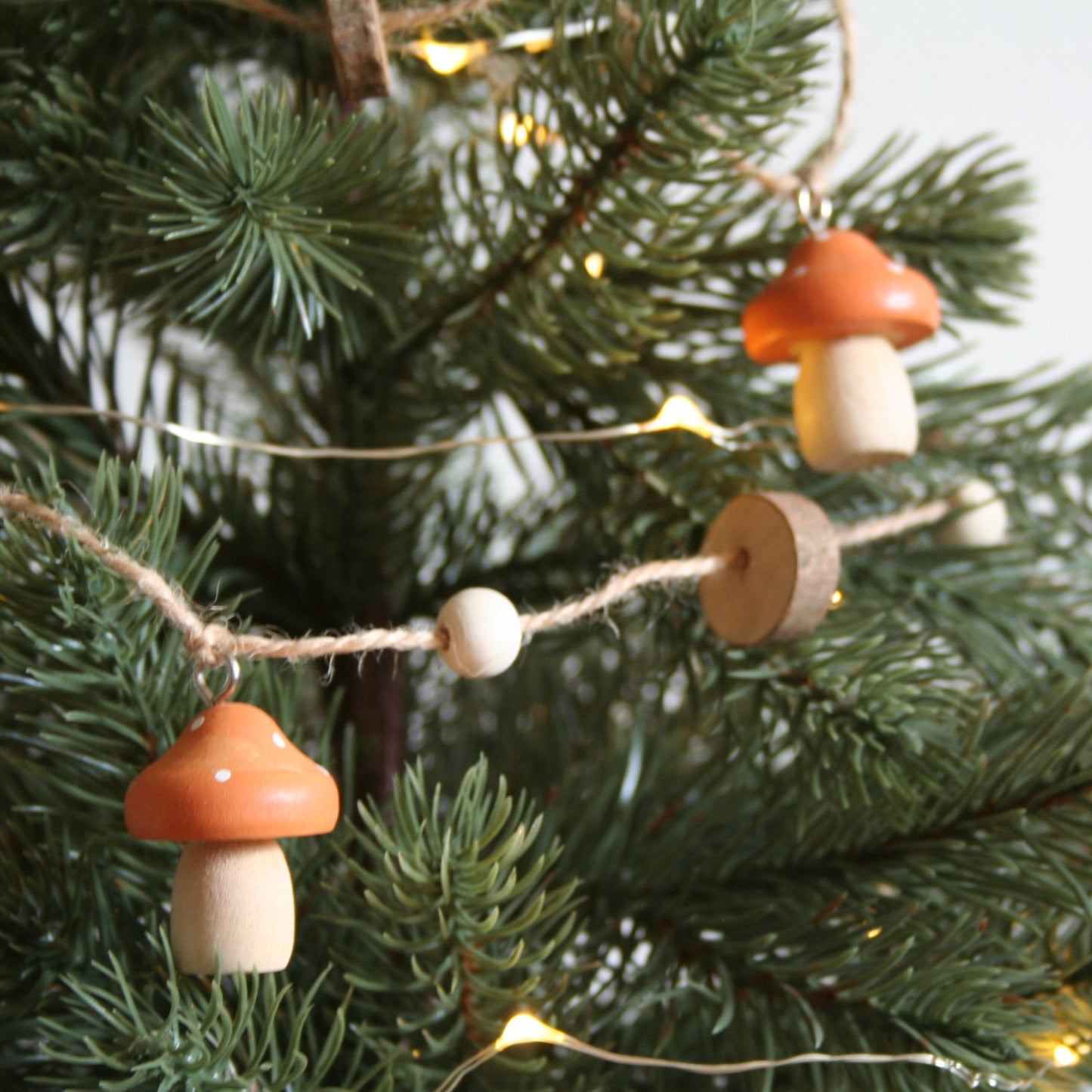 Wood Mushroom Garland - 40"L