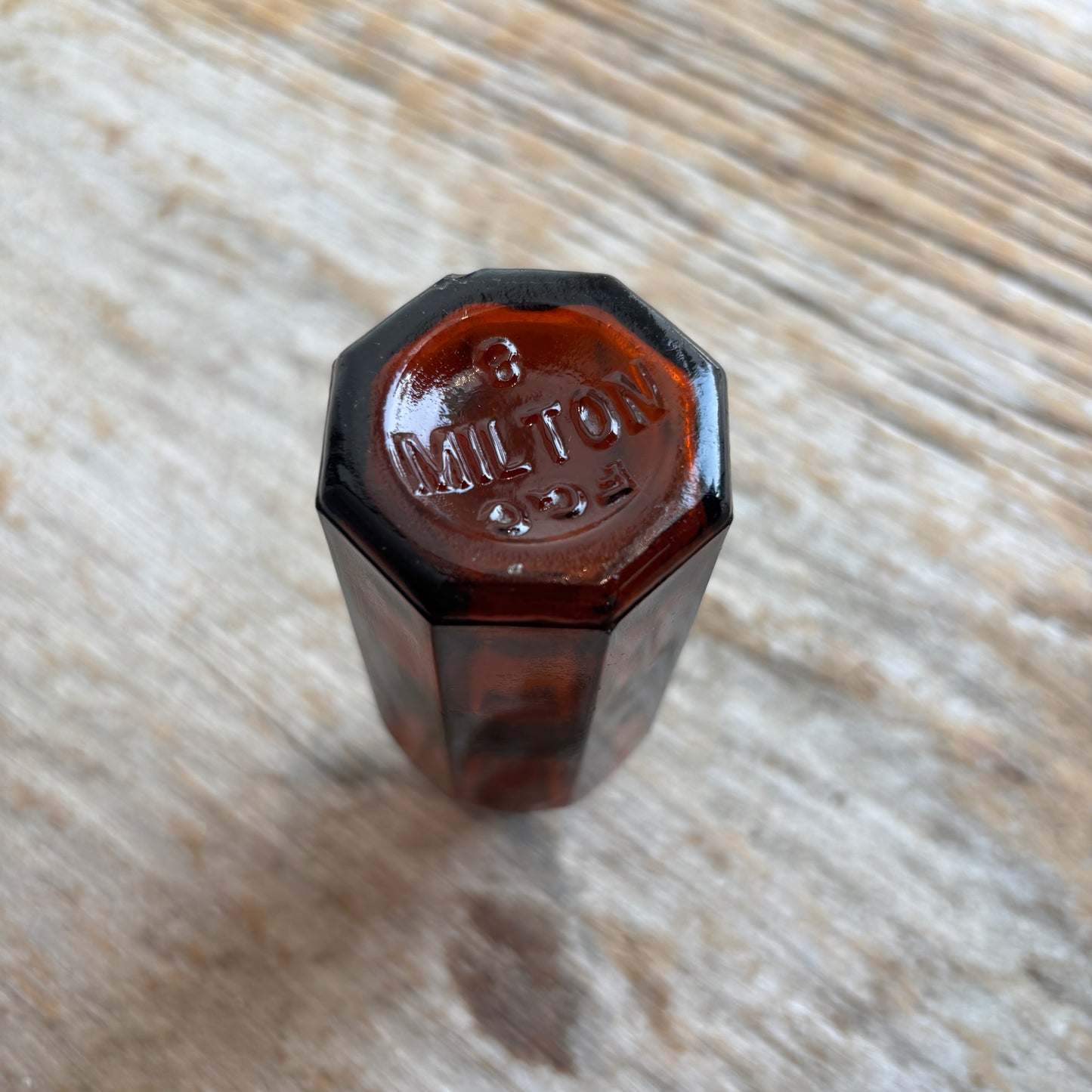 Vintage FGC 8 Milton Amber Glass Medicine Bottle