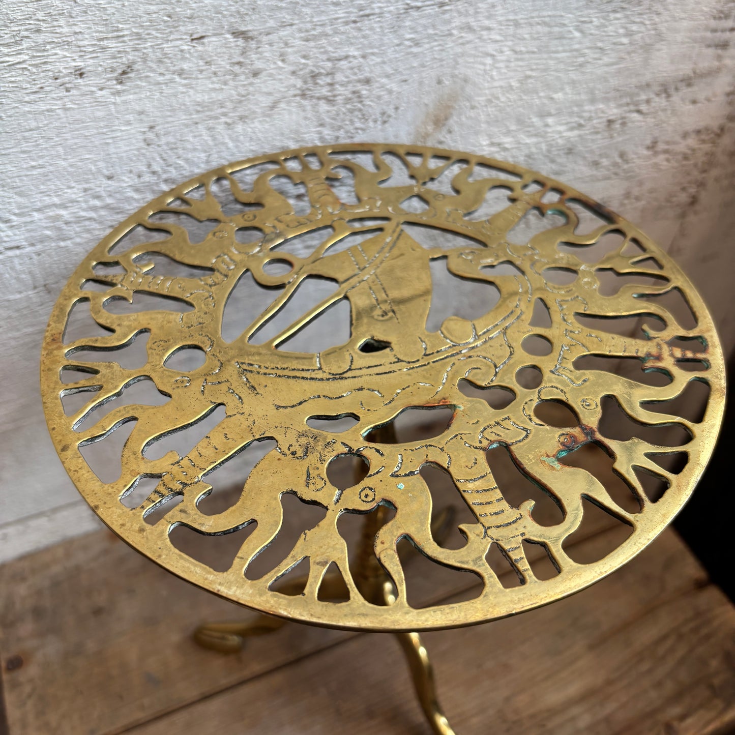 Vintage Brass Trivet Stand - Ship Design