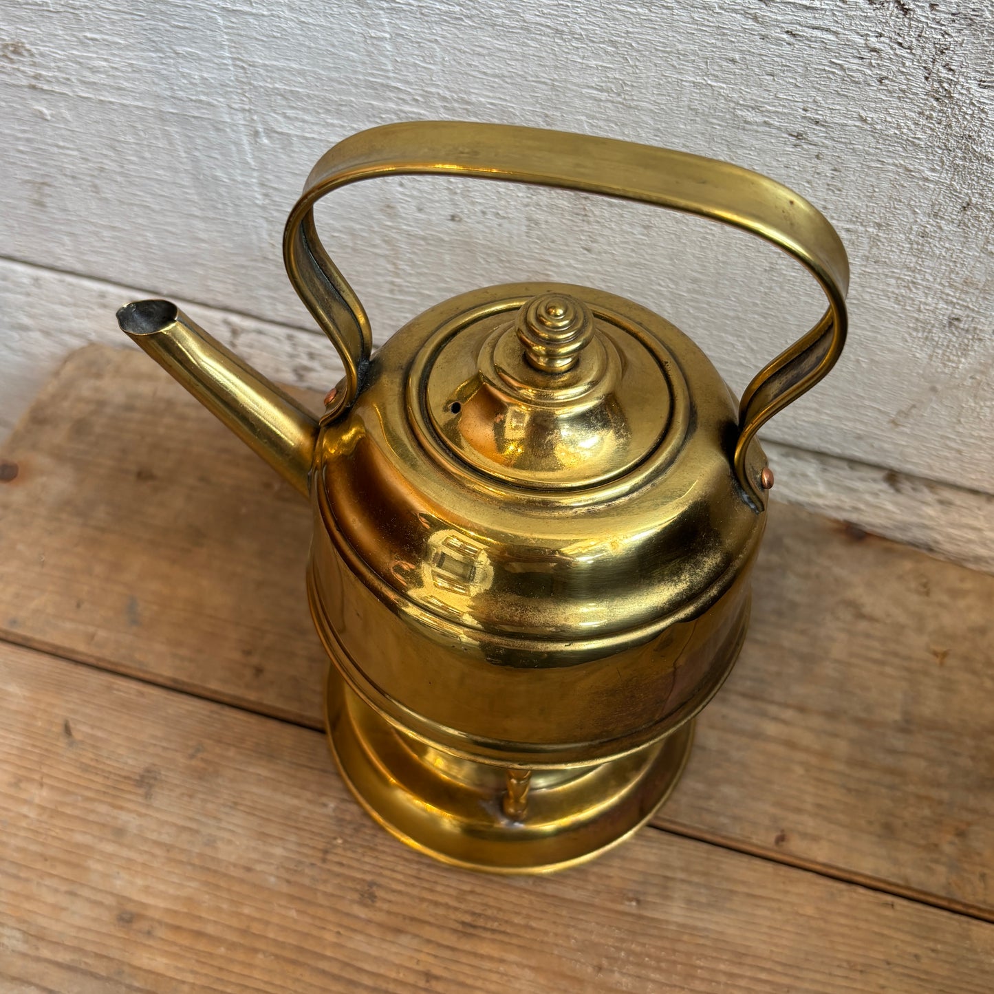 Vintage Brass Tea Pot w/Warmer - SM