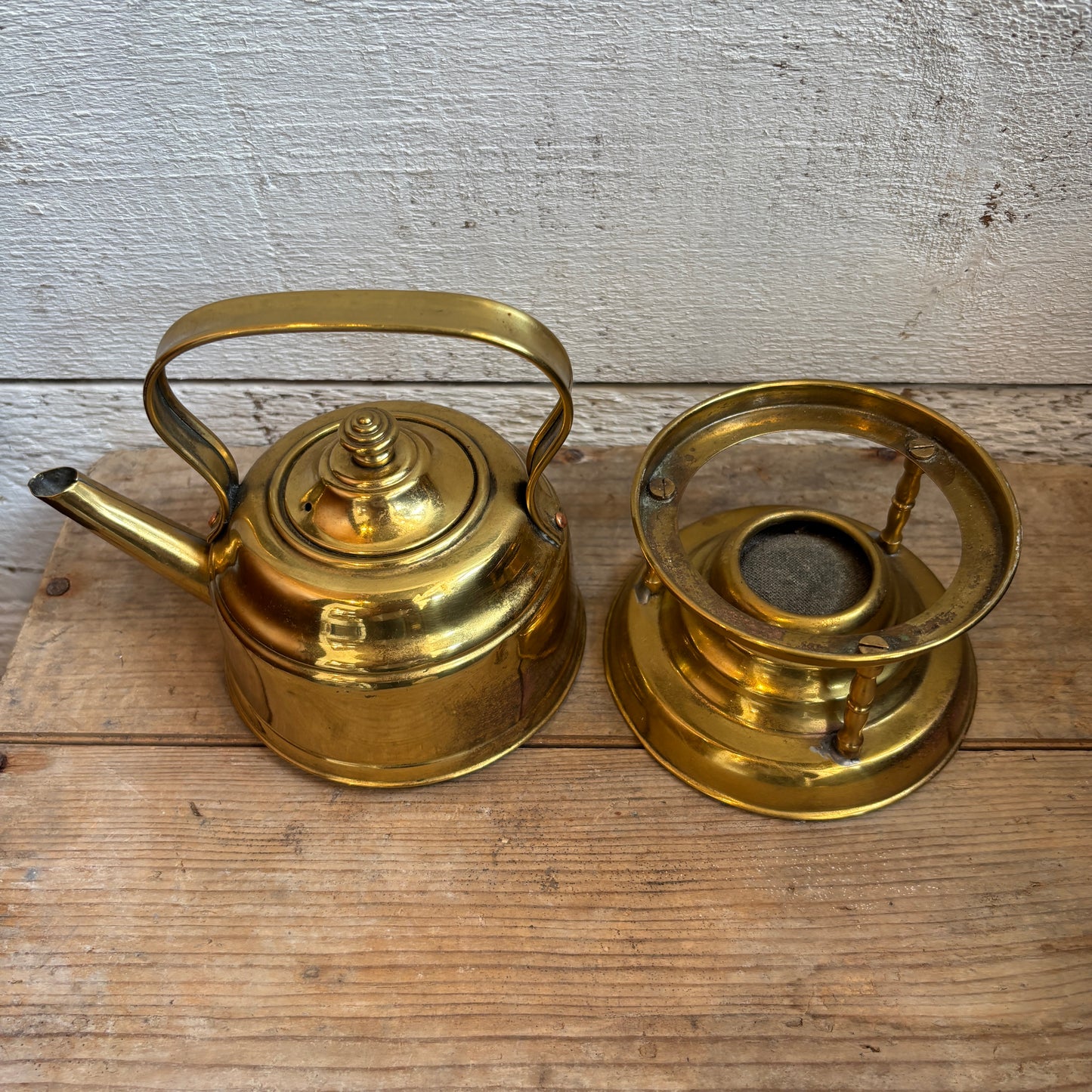 Vintage Brass Tea Pot w/Warmer - SM