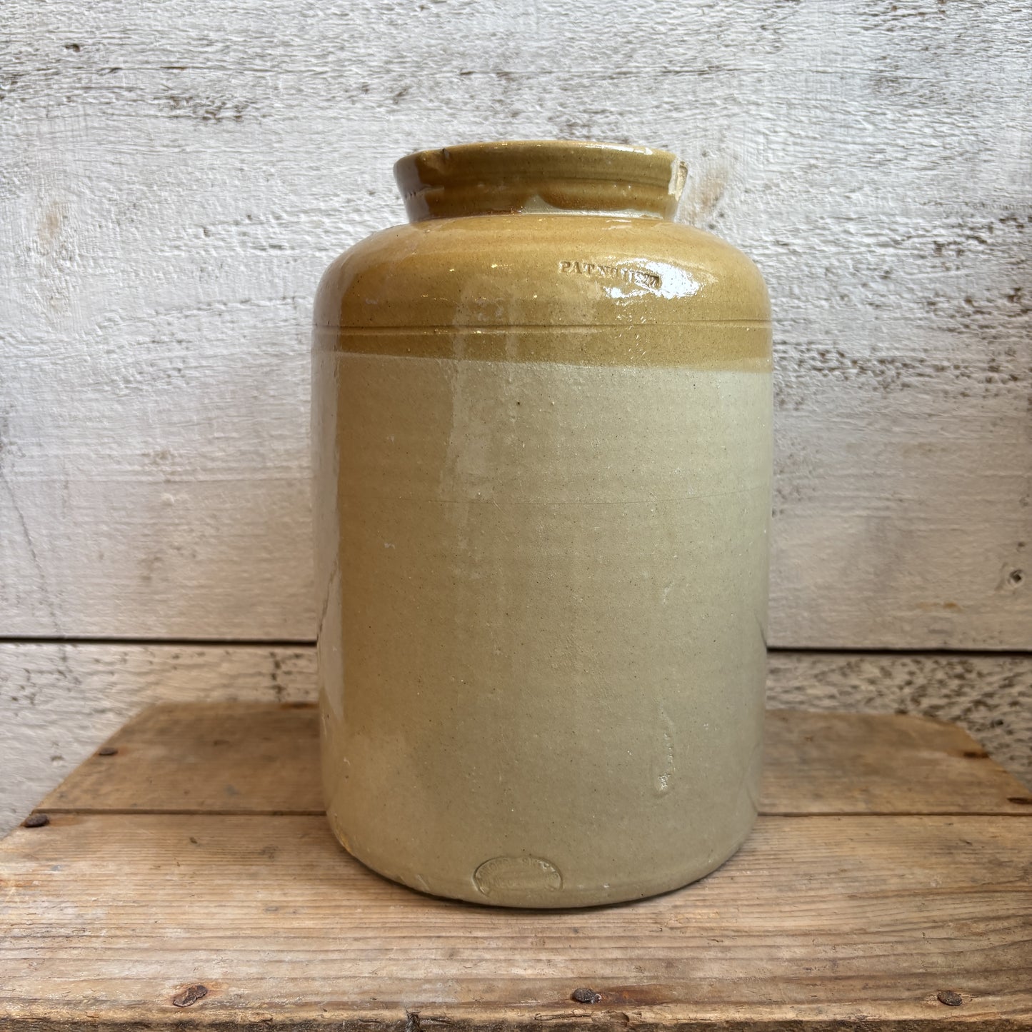 Vintage Stoneware Mustard Crock - LG