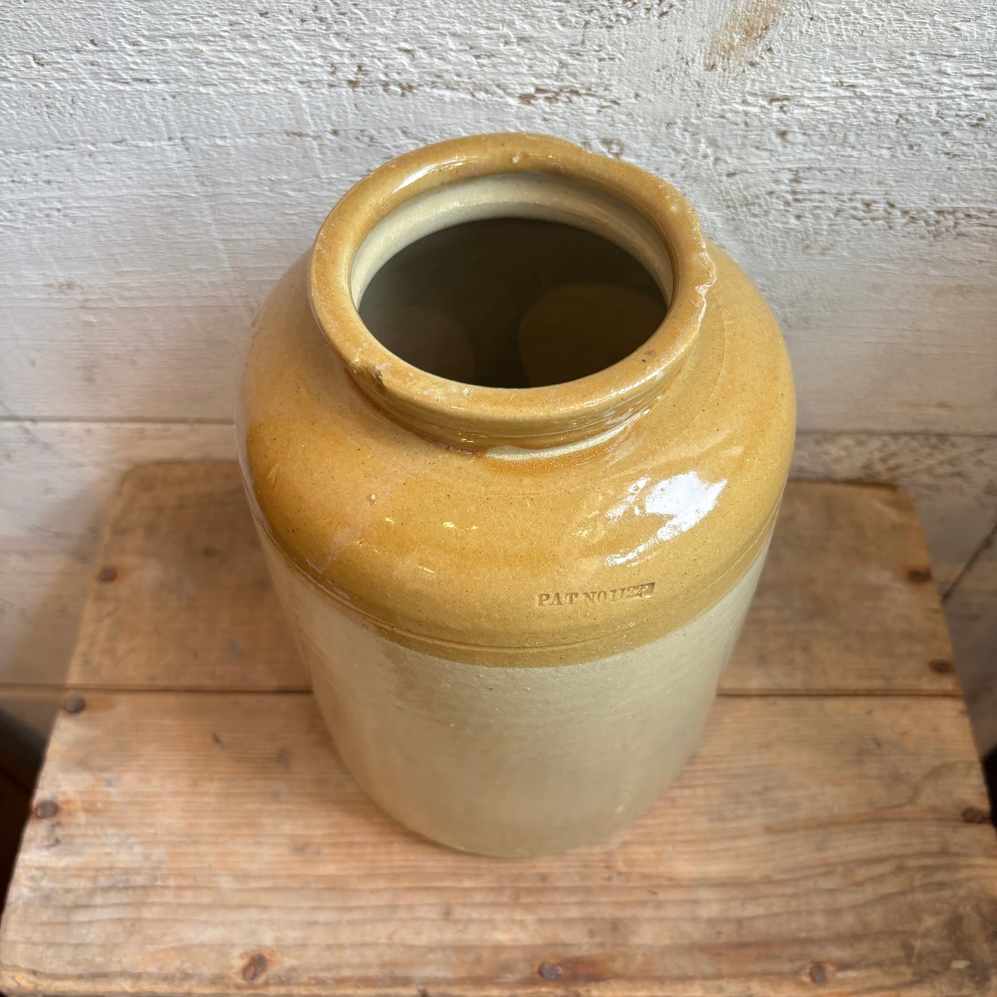 Vintage Stoneware Mustard Crock - LG