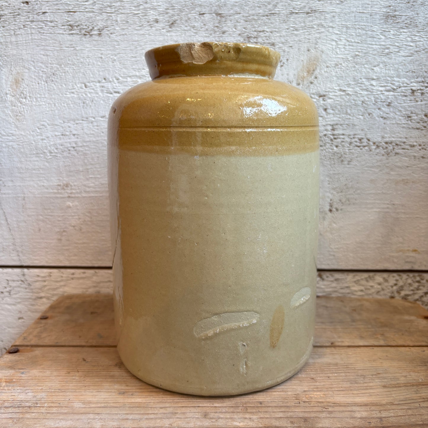 Vintage Stoneware Mustard Crock - LG