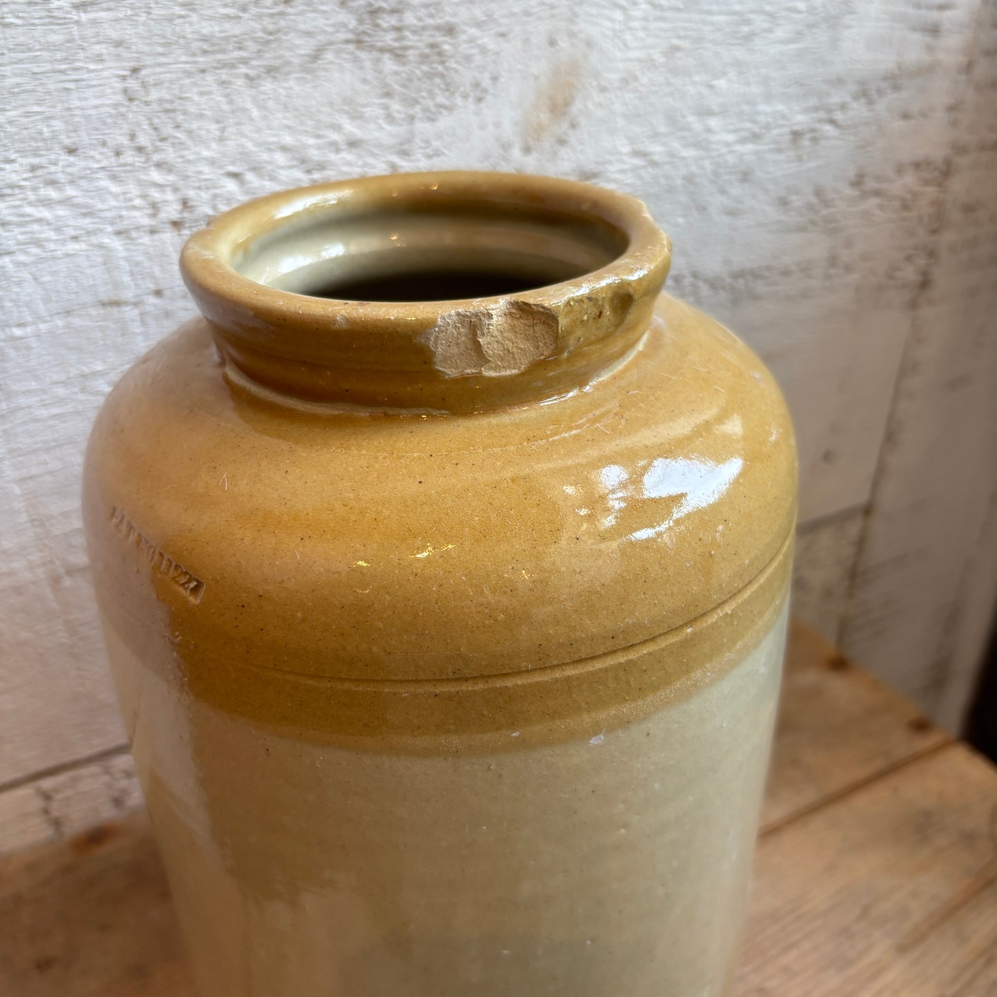 Vintage Stoneware Mustard Crock - LG