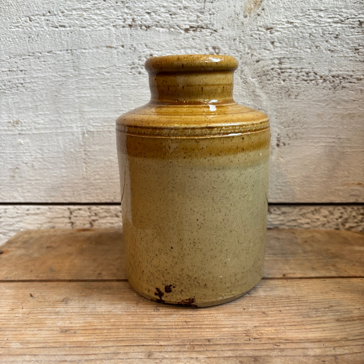 Vintage Two-Toned Stoneware Crock - Mustard