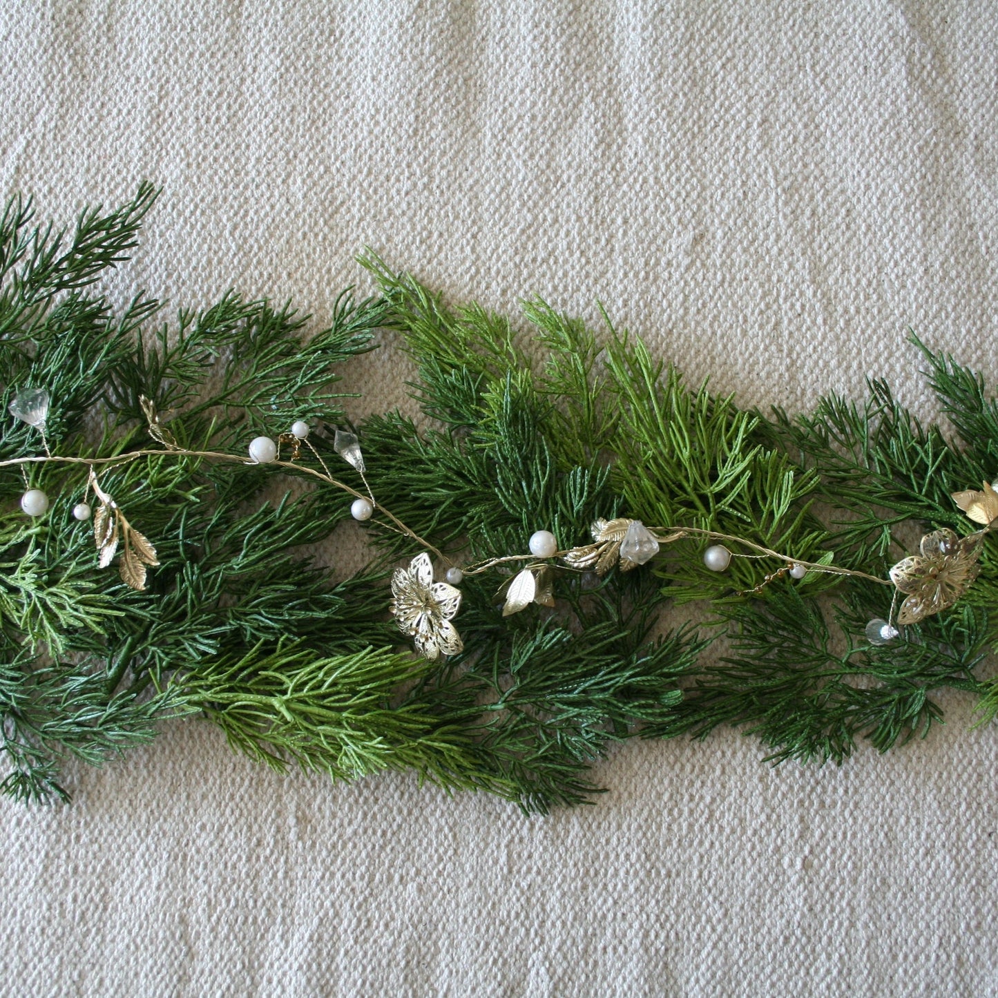 Metal + Bead Flower Garland 72"